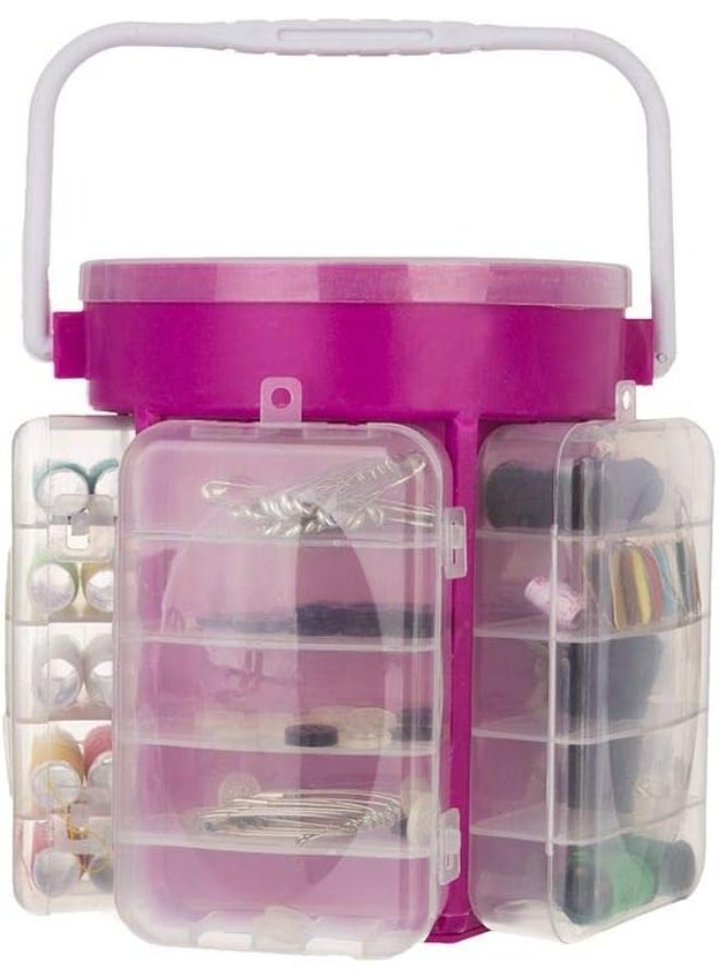 زوبا طقم خياطة من ٢١٠ قطعة مع صندوق تنظيم - مجموعة أدوات خياطة بلاستيكية كاملة للمنزل والسفر - Image 4